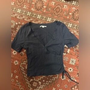 O'Neill Blue Wrap Tie Front Blouse